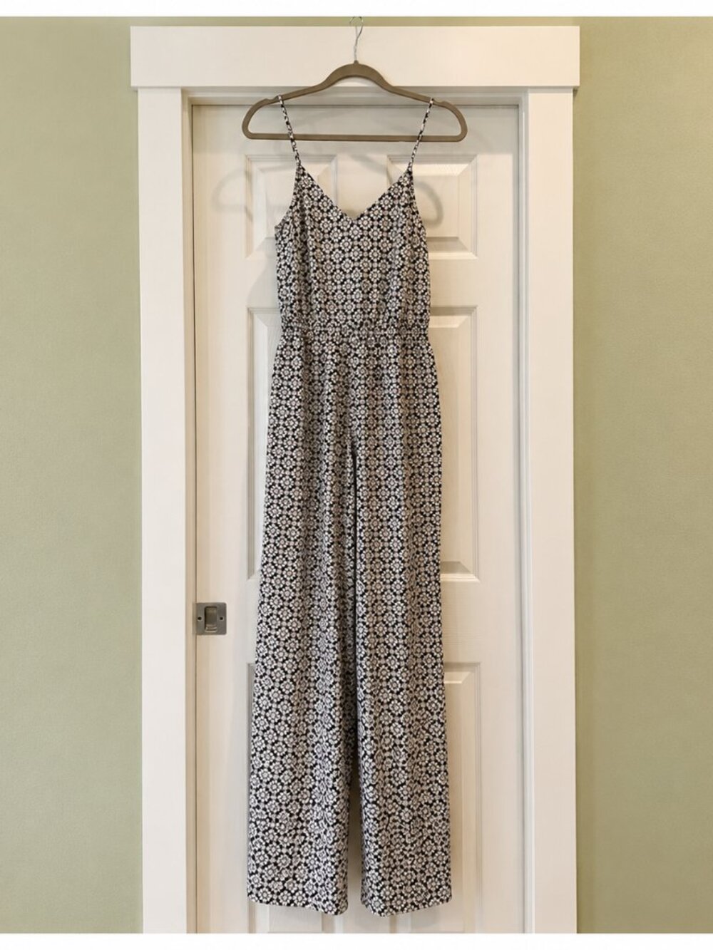 LOFT Outlet Black White Floral Wide Leg Jumpsuit NWT Size S